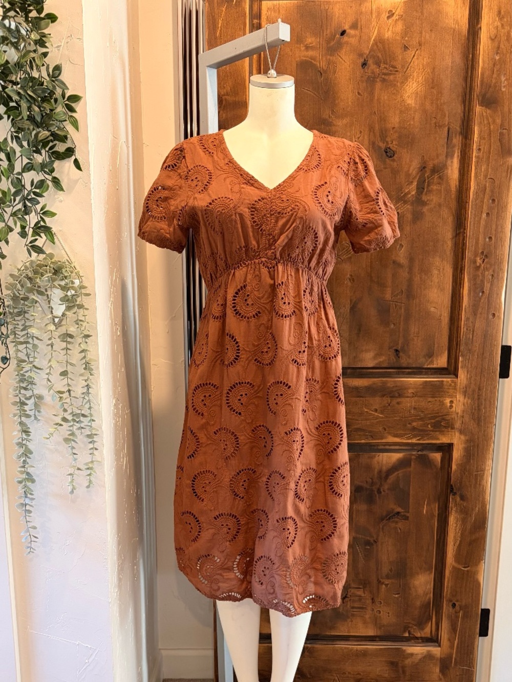 Valentina Naldi Eyelet Cotton Midi Dress – Made in Italy – Size L